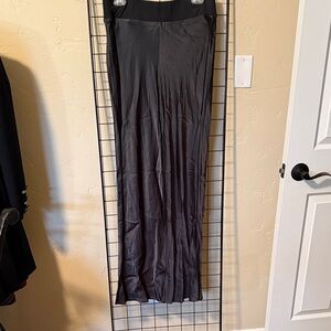 Elegant Dark Green Wide Leg Satin Pants by Enza Costa